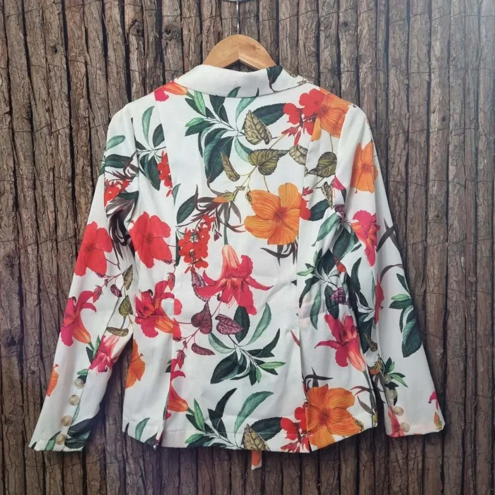 SHEIKE Tropicana White Floral Print Office Blazer Jacket - Picture 6 of 9